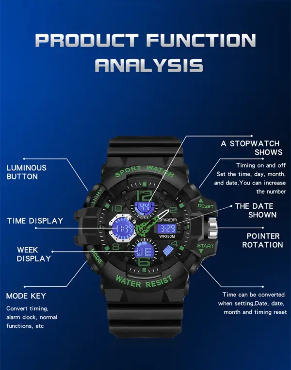 SANDA G-Style Military Digital Quartz Watch - Image 2