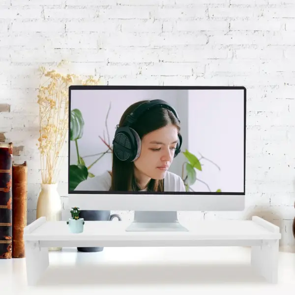 White Adjustable Laptop Monitor Stand - Image 4