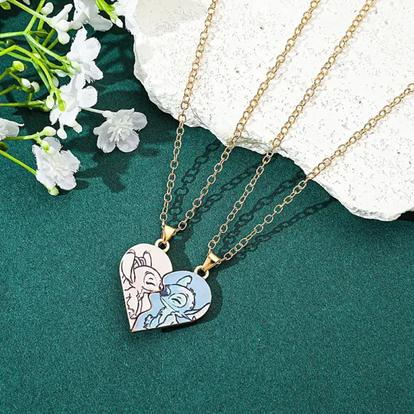 Disney Stitch and Angie Heart Pendant Necklace - Image 6