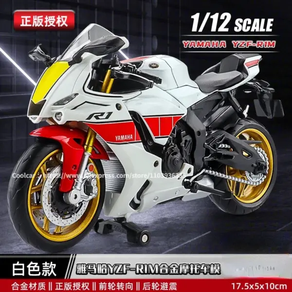 1:12 Scale Yamaha YZF-R1M Diecast Motorcycle Model - Image 38