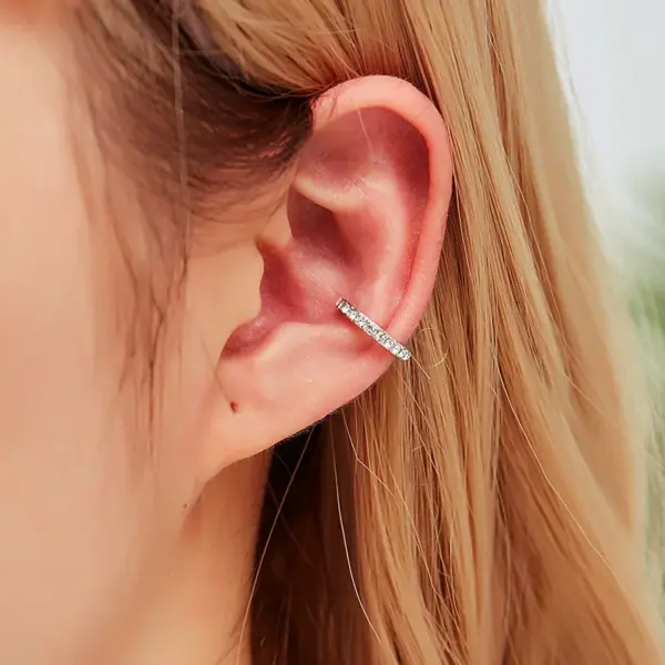 Geometric Rhinestone Clip Ear Cuff Earrings - Image 3