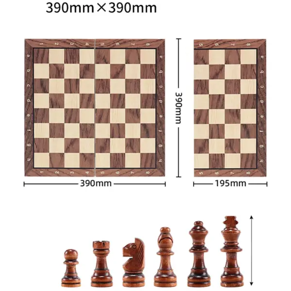 Magnetic Portable Folding Wooden Chess Set - Image 6