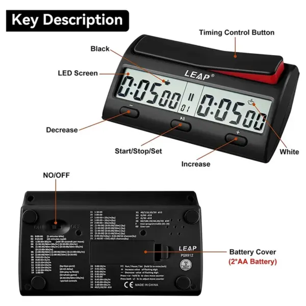 Advanced Digital Chess Timer with 38 Modes - Image 3