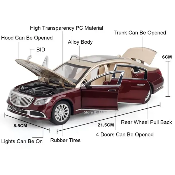 1:24 Maybach GLS600 Diecast Model Car with Sound - Image 2