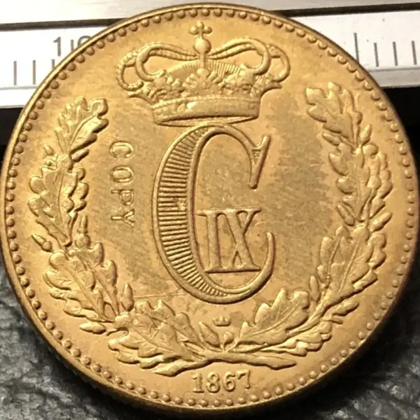 1867 Denmark 1 Skilling Coin Replica - Image 3