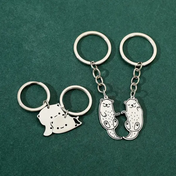 Otter Design Stainless Steel Keychain Set