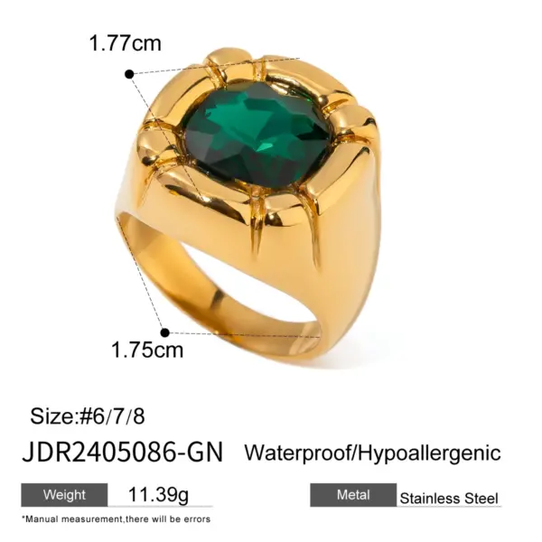 Colorful Cubic Zirconia Stainless Steel Ring - Image 8