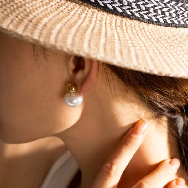 Delicate Pearl Stainless Steel Stud Earrings - Image 3