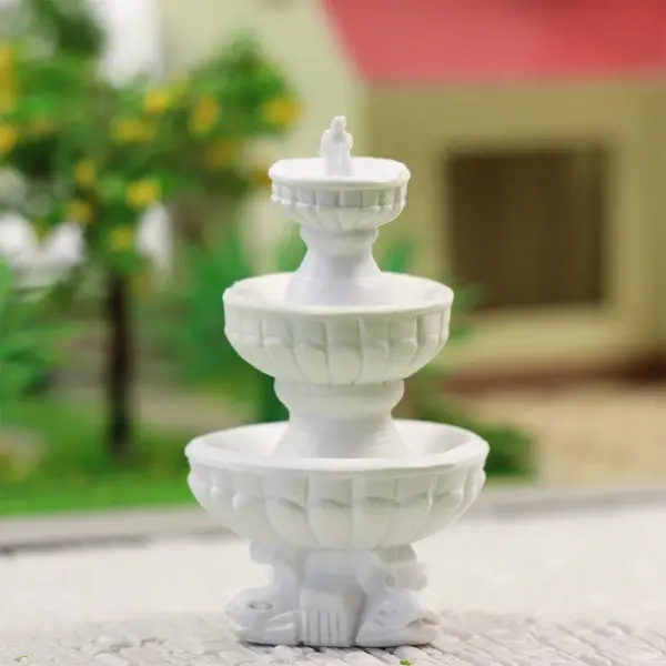 9pcs White Fountain Statue Model Set HO Scale - Image 5