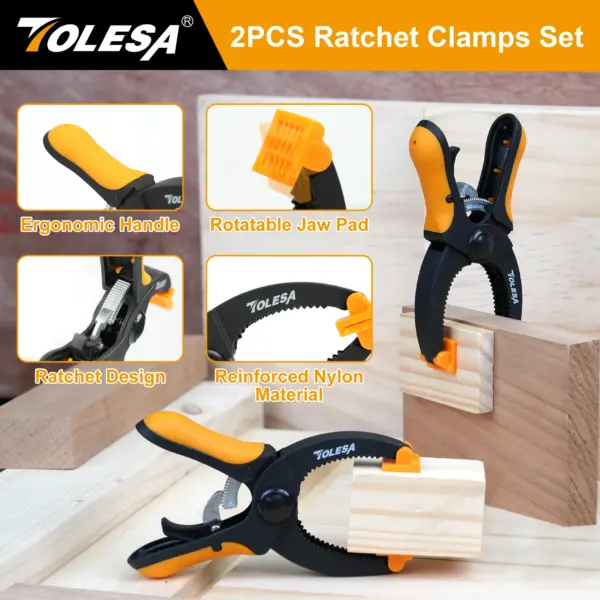 TOLESA 5-Inch Ratcheting Hand Clamps 2PCS - Image 5