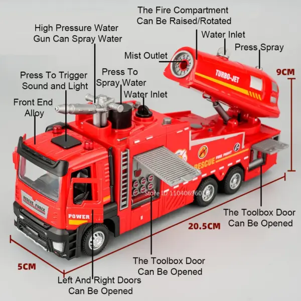 1:32 Diecast Fire Engine Model with Sound Light - Image 2