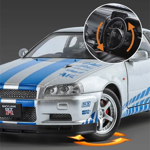 1:24 Nissan Skyline GTR R34 Diecast Model Car - Image 5
