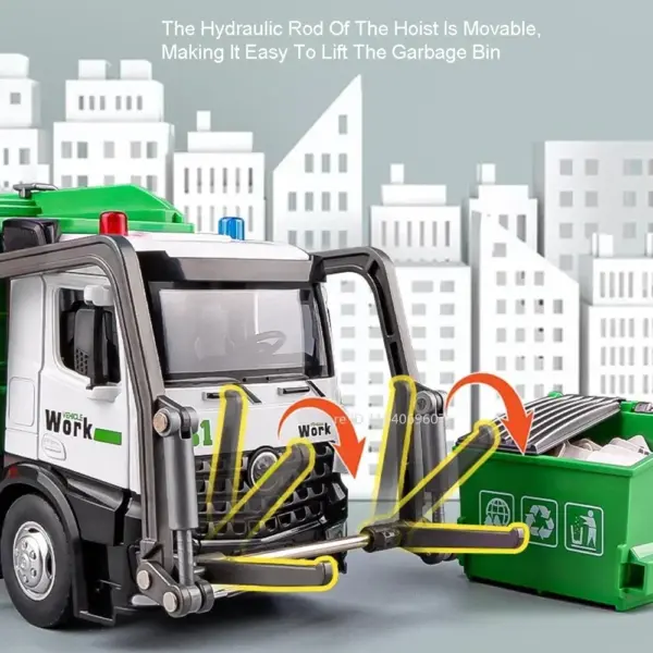 1/24 Scale Diecast Garbage Truck Model Vehicle - Image 6