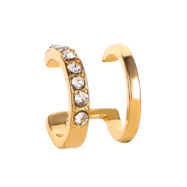 Geometric Rhinestone Clip Ear Cuff Earrings - Image 6