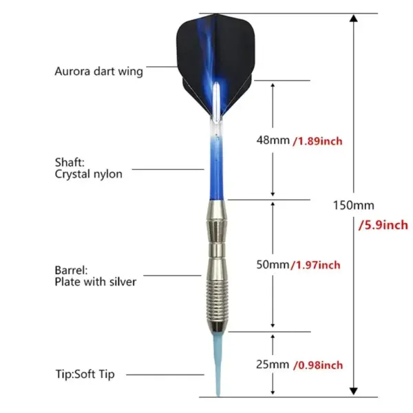 3pcs Soft-tip Darts Set 17g Blue Green Red - Image 3