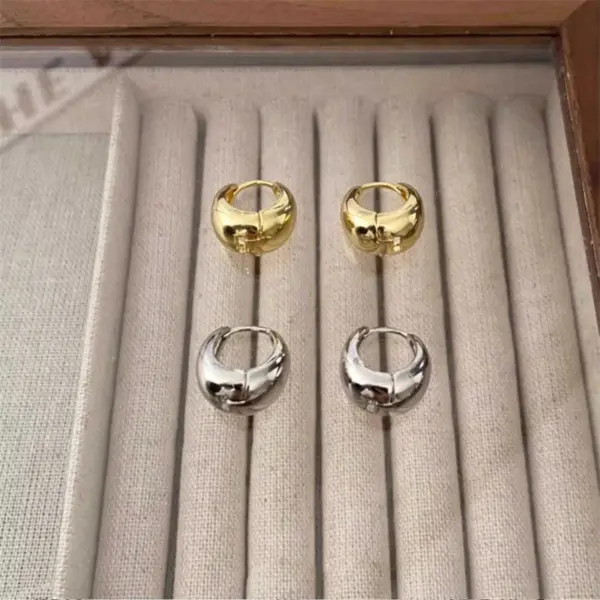Smooth Metal Chunky Hoop Earrings 72mm x 45mm - Image 4
