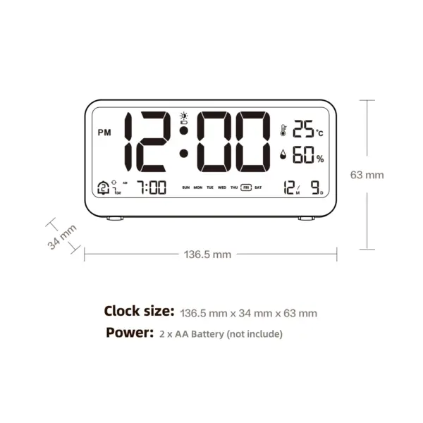 Multifunctional Digital Clock with Temp & Humidity - Image 6