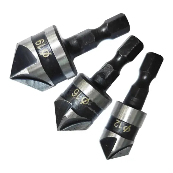 3PCS Hexagonal Shank Chamfering Drill Bit Set - Image 3