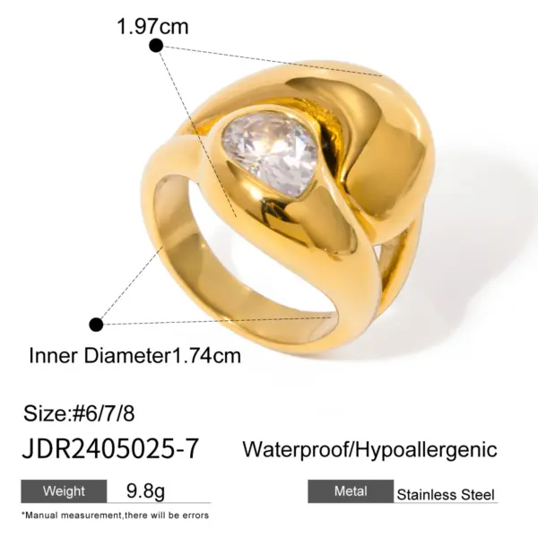 Stainless Steel Zirconia Diamond Ring for Women - Image 7