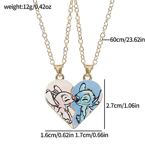 Disney Stitch and Angie Heart Pendant Necklace - Image 3
