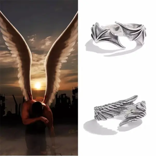Vintage Angel Wing Demon Eye Ring - Image 3