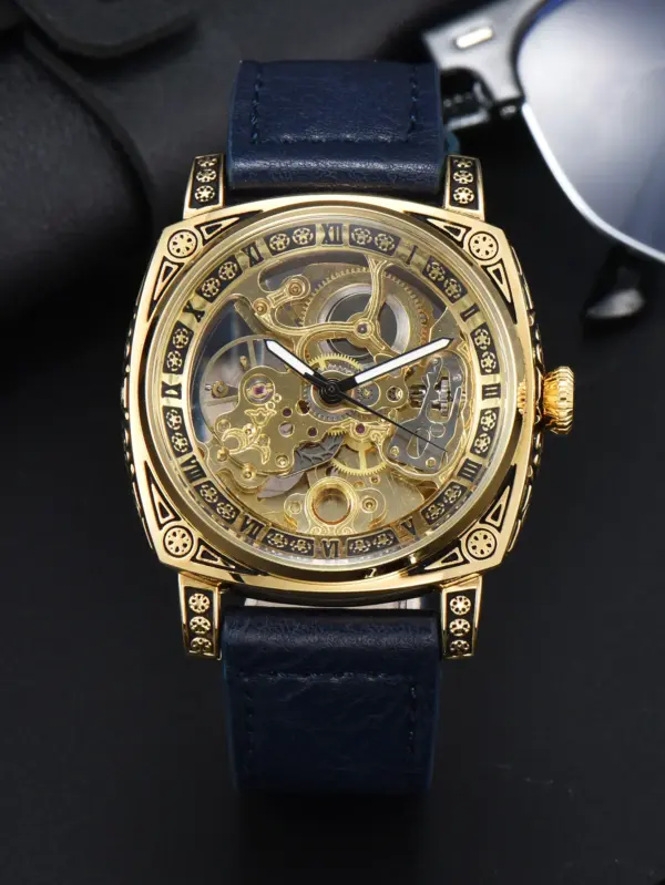 LONGLUX L8071 Retro Mechanical Leather Watch - Image 9