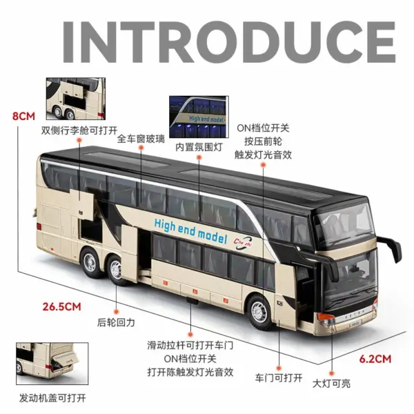 1:30 Scale Double Decker Bus Alloy Model - Image 2