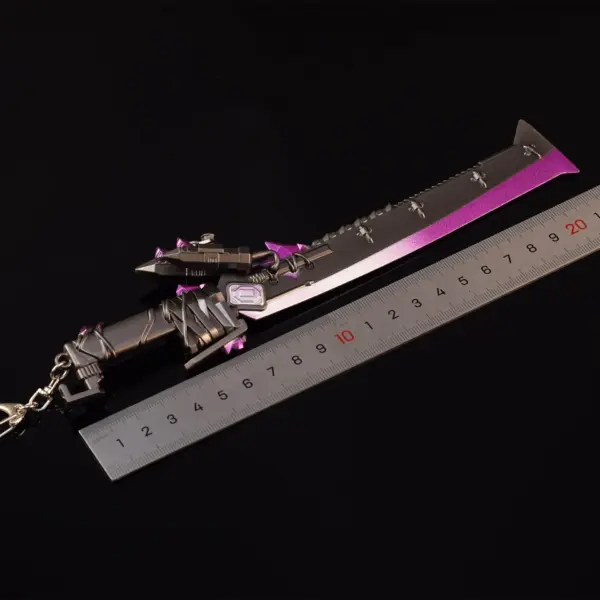 Purple Flame Metal Sword Model Keychain - Image 3