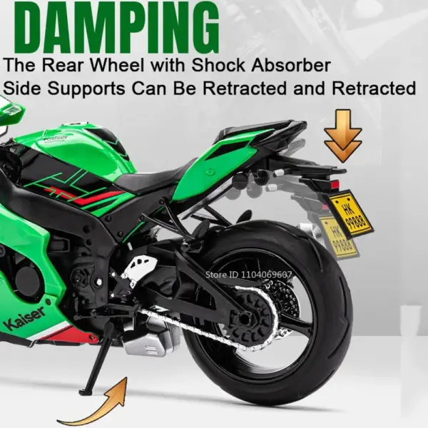 1:12 Ninja ZX-10R Diecast Motorcycle Model - Image 3