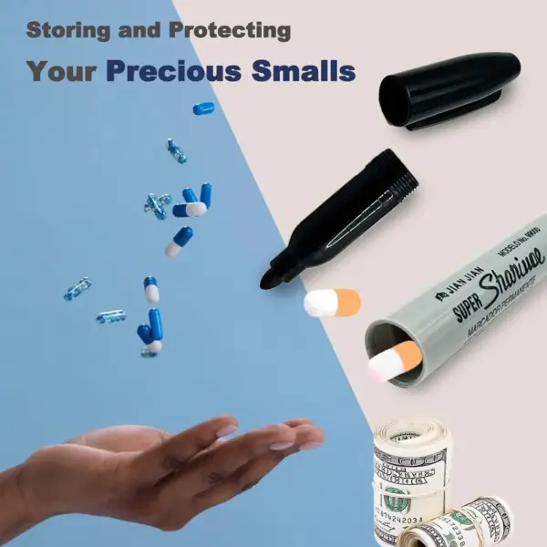 Discreet Black Marker Pen with Hidden Storage - Image 2
