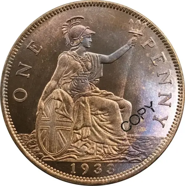 George V 1933 One Penny Copper Replica Coin - Image 2