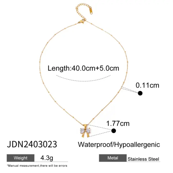 Trendy White Bowknot Stainless Steel Necklace - Image 8