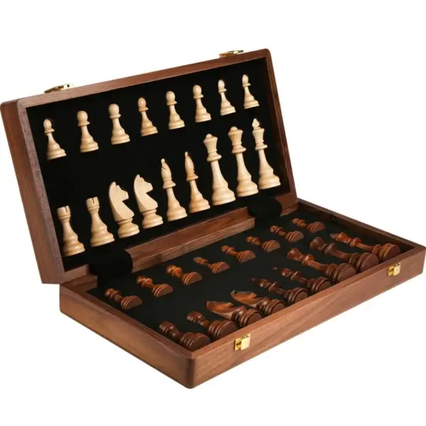 Solid Wood Chess Pieces with Folding Board - Image 7