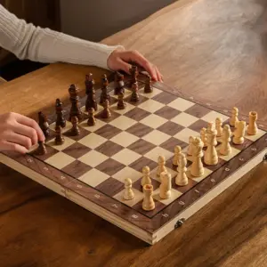 Magnetic Portable Folding Wooden Chess Set