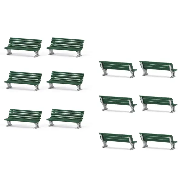 HO Scale 1/87 Garden Park Benches Set - Image 9