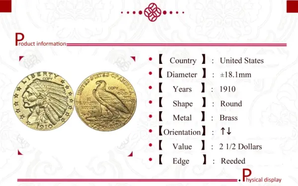 1910 Liberty Eagle Commemorative Coin Replica - Image 6