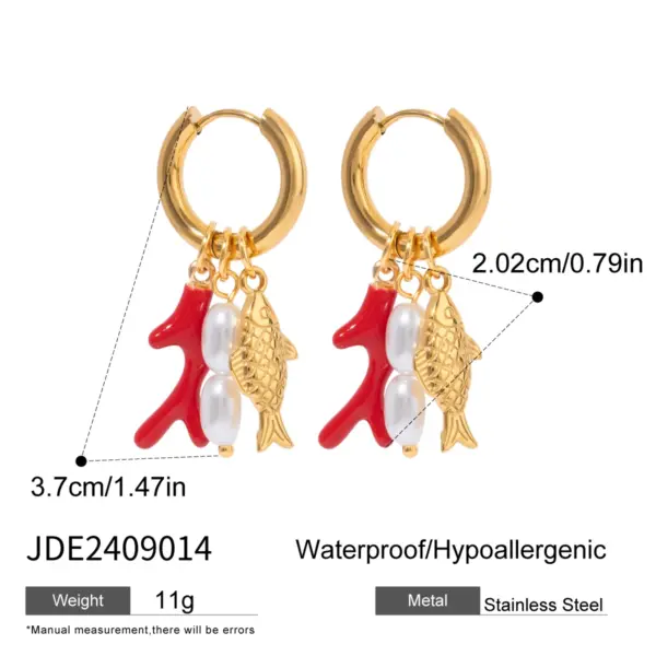 Stainless Steel Flower Heart Drop Dangle Earrings - Image 12