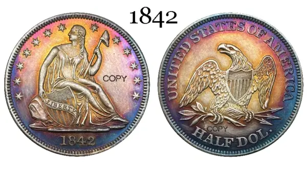 1842 Commemorative Half Coin Antique Replica - Image 8