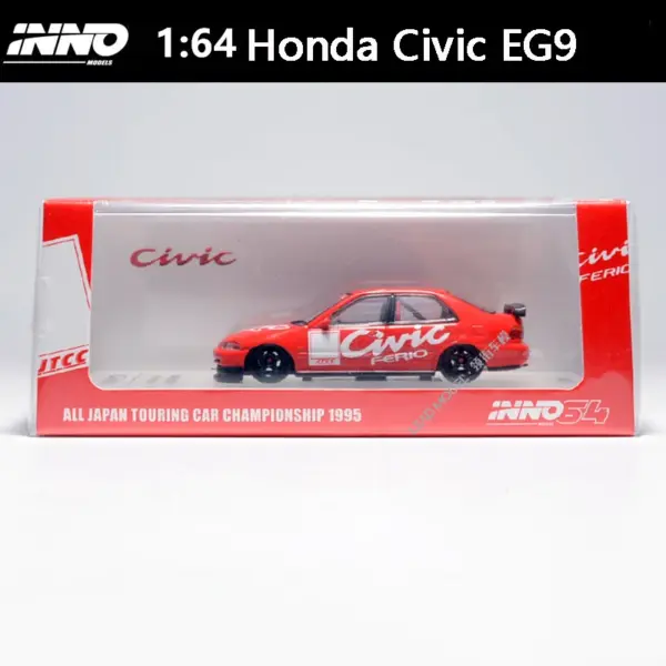 1:64 Honda Civic EG9 Red Diecast Model Car - Image 6