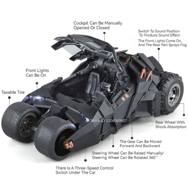 1:18 Scale Batmobile Model Car with Sound Light - Image 2