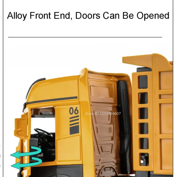 1:50 Scale Yellow Dump Truck Model Toy - Image 3