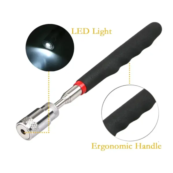Telescopic Magnetic Pick-Up Tool with LED Light - Image 2