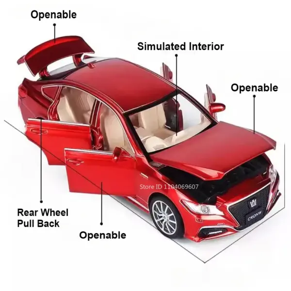 1:32 Toyota Crown Diecast Model Car with Sound - Image 2