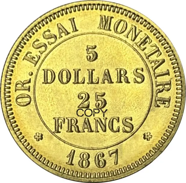 Napoleon III 1867 Commemorative Replica Coin - Image 2