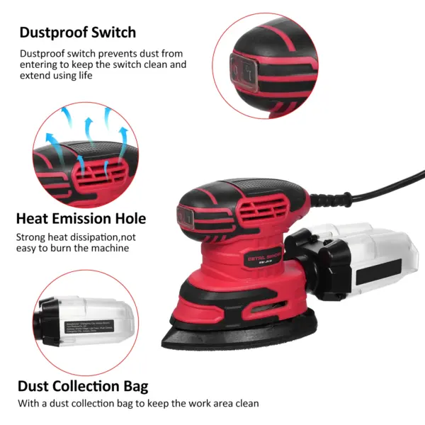 220W Electric Detail Sander with 20 Sandpapers - Image 4