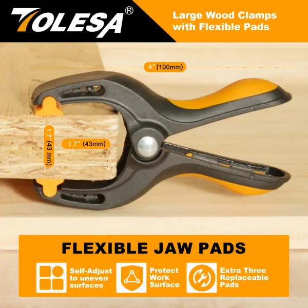 TOLESA 4 Inch Heavy Duty Spring Clamps 2 Pack - Image 2