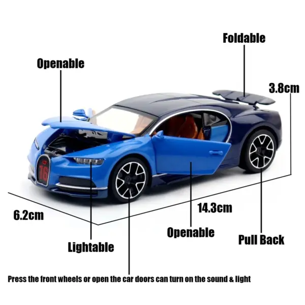 Bugatti Chiron 1/32 Diecast Model Car - Image 6