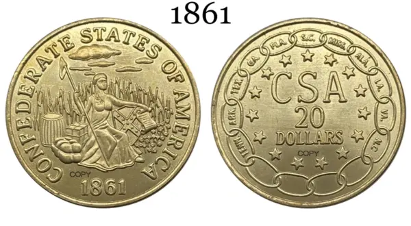 Confederate CSA 20 Dollar Commemorative Coin - Image 5