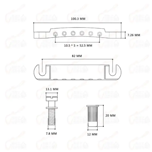 Original Epiphone Tune-O-Matic Guitar Bridge Set - Image 6