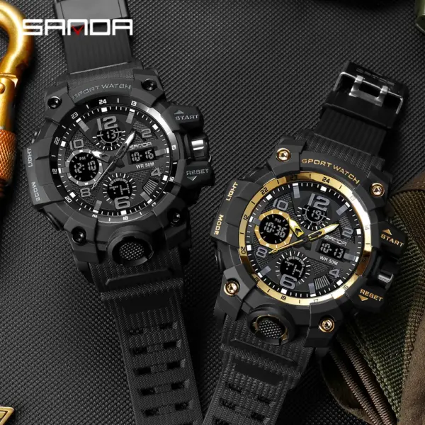 SANDA 6021 Men's Waterproof Dual Display Watch - Image 3
